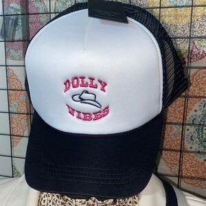 “Dolly Vibes” Black and White Trucker Hat